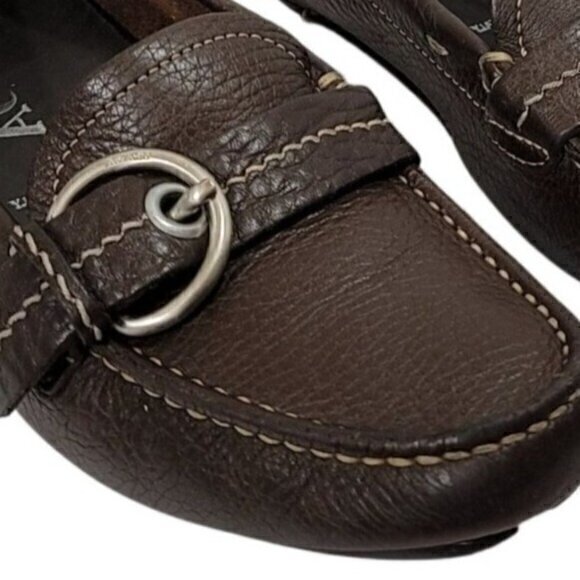 Vintage Prada Leather Drivers Loafers Flats Brown Buckle 35 - Picture 4 of 12